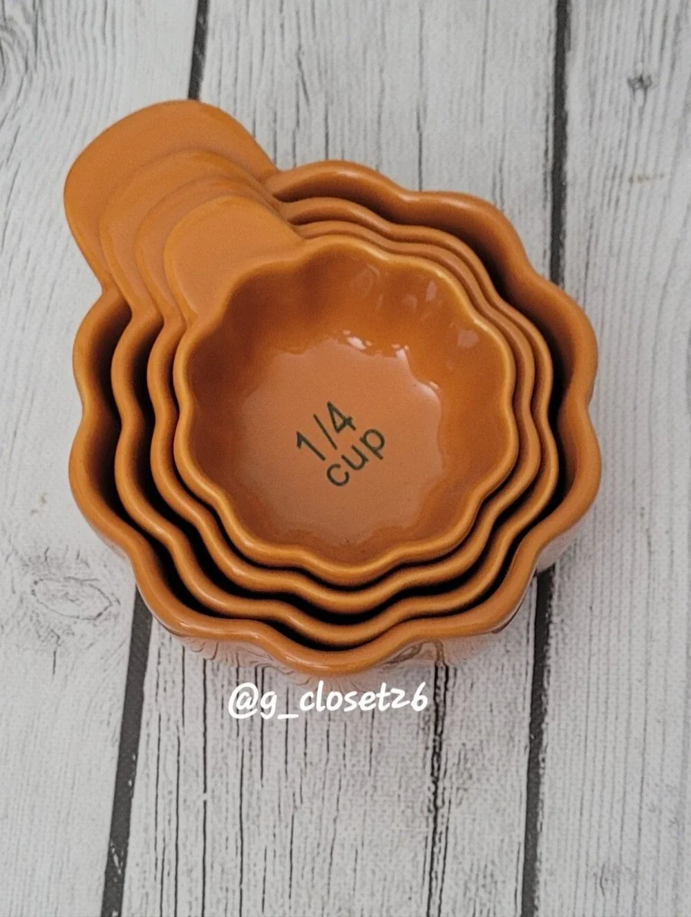 Haven & Key Pumpkin Orange Ceramic Measuring Cups - Set of 4